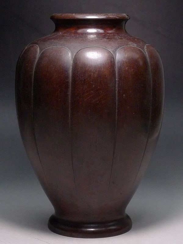 再入荷安い▲60Z1187▲古銅製瓜型花瓶/花入/花器・壷・重量約709g 花器