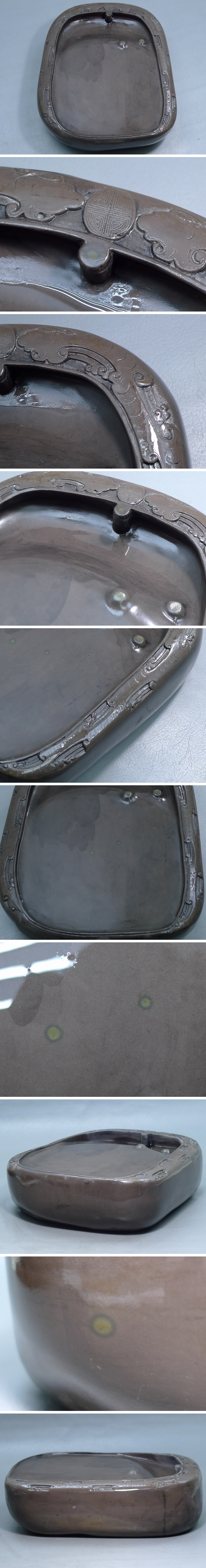 中国端溪硯石眼硯老坑龍魚彫文房四宝 年代物32cmx32x7.9cm重 10kg 中国